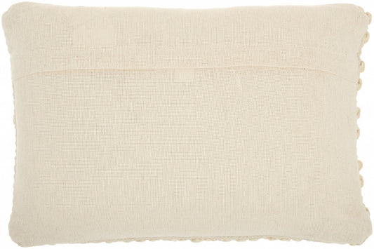 Cream Pom-Pom Detailed Lumbar Pillow