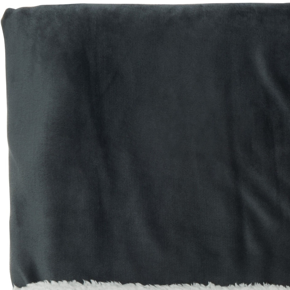 Boho Dark Gray Fleece And Sherpa Accent Throw