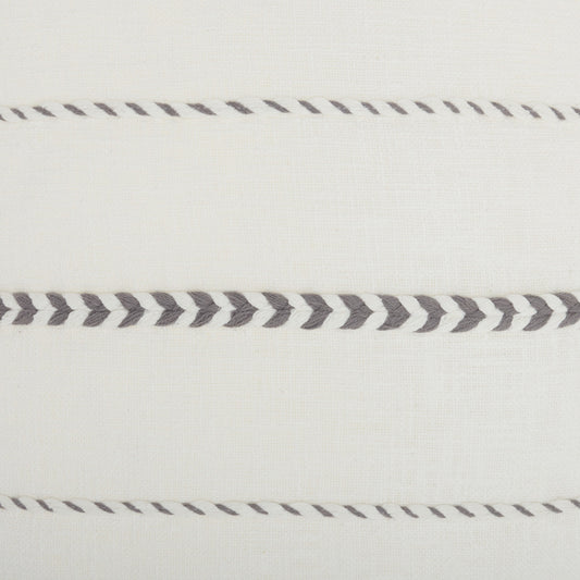 Bohemian White Cotton Accent Pillow With Grey Tassel Details
