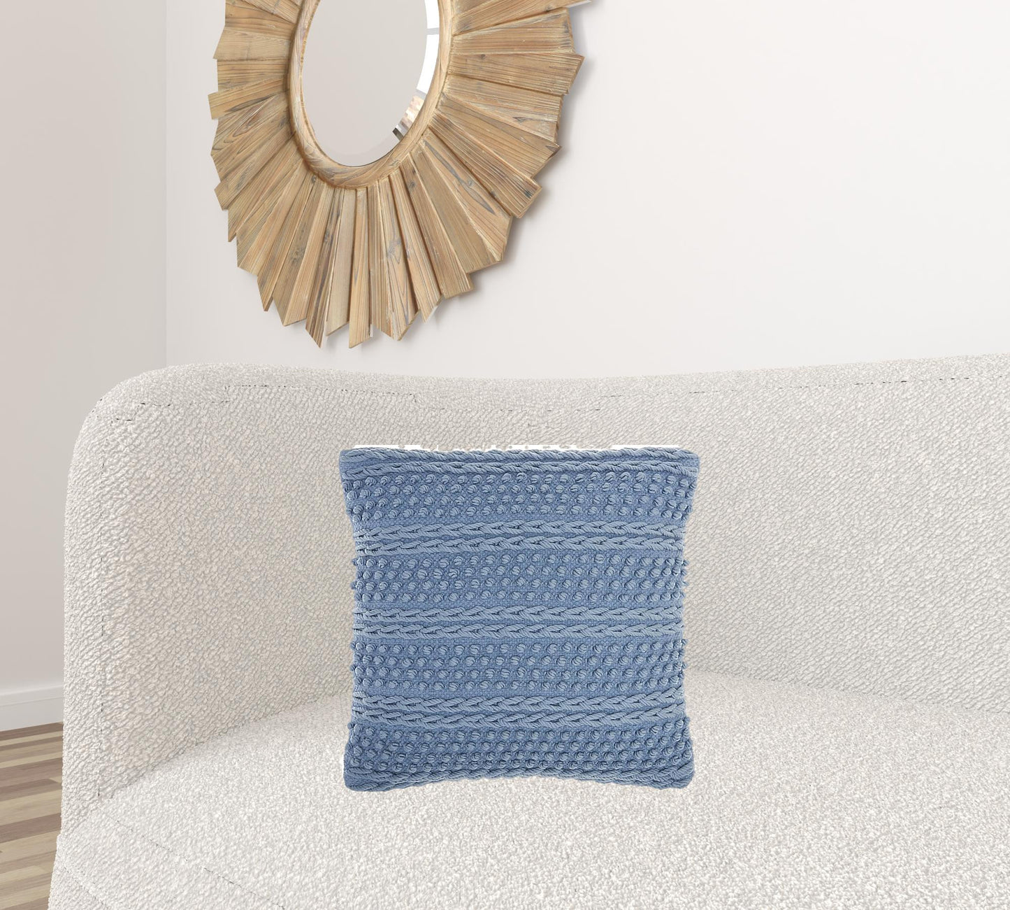 Soft Blue Textured Dots And Stripes Throw Pillow