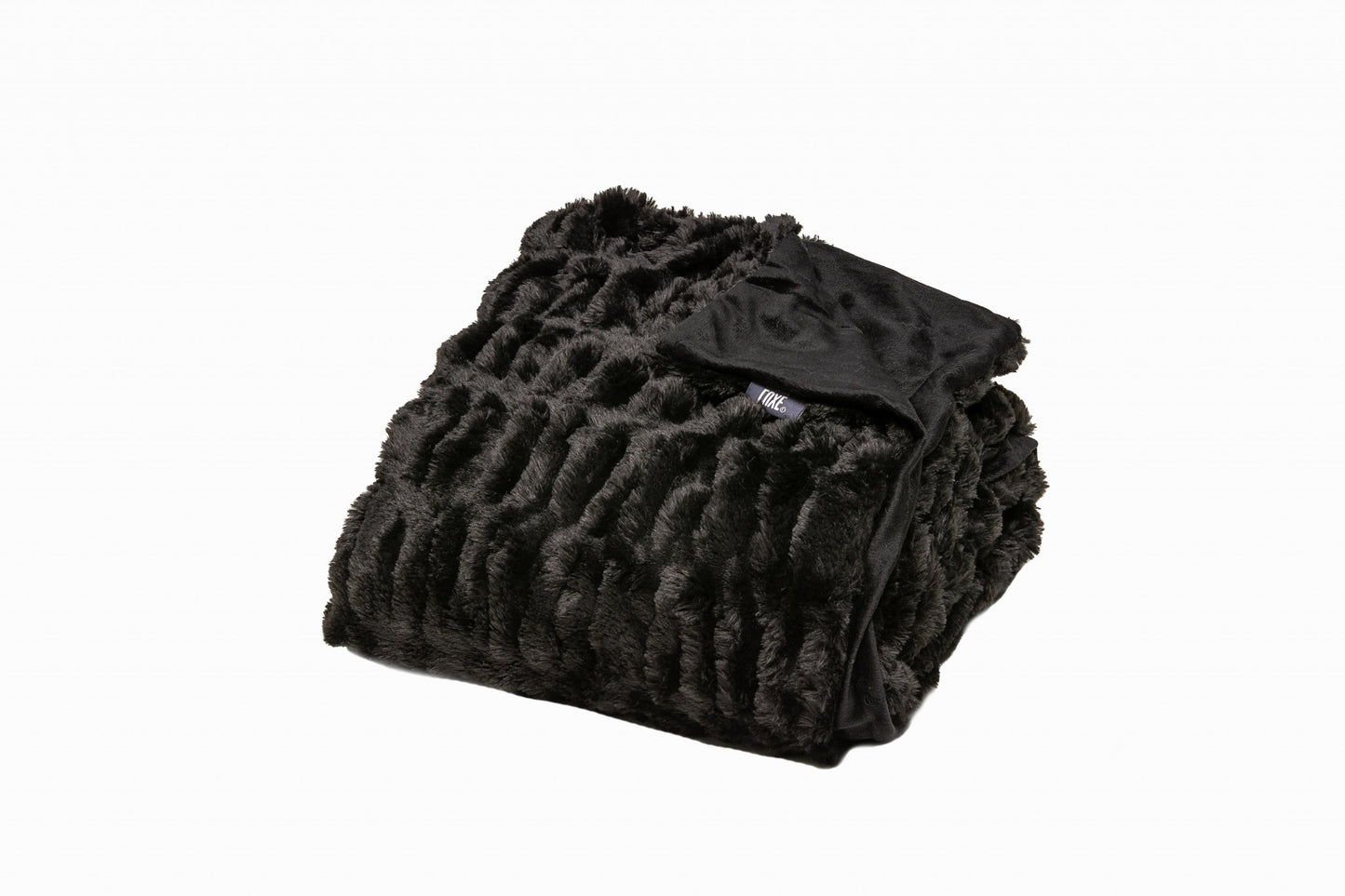 Chunky Sectioned Black Faux Fur Throw Blanket