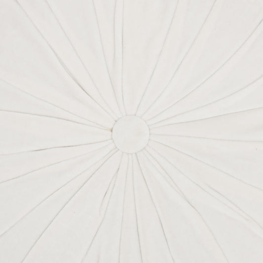 16" White Tufted Round Throw Pillow