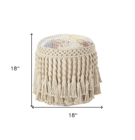 18" X 18" Multicolor Round Cotton Blend Pillow
