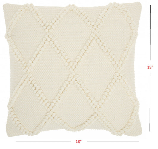 Ivory Textured Lattice Throw Pillow