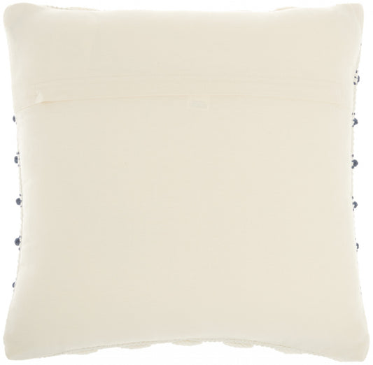 Navy Blue And Ivory Textured Stripes Throw Pillow