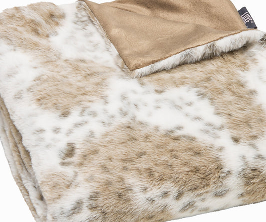 Brown And White Faux Fur Ombre Plush Throw