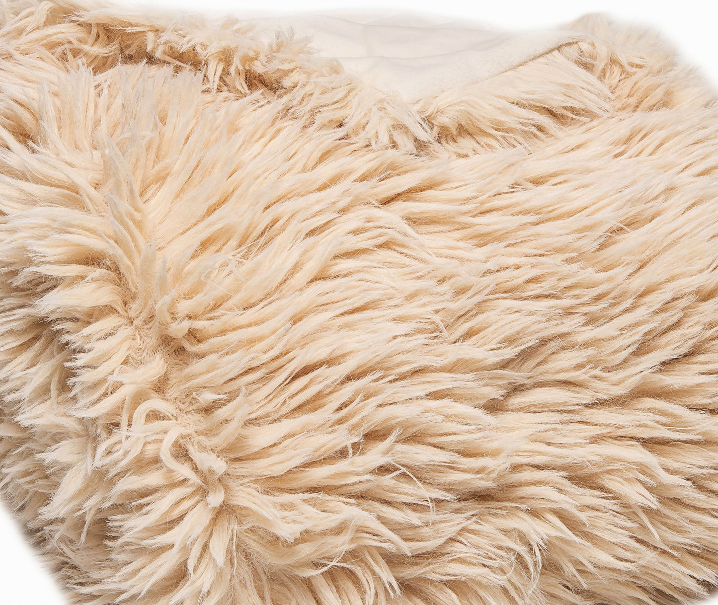 Beige Wool Solid Color Plush Throw