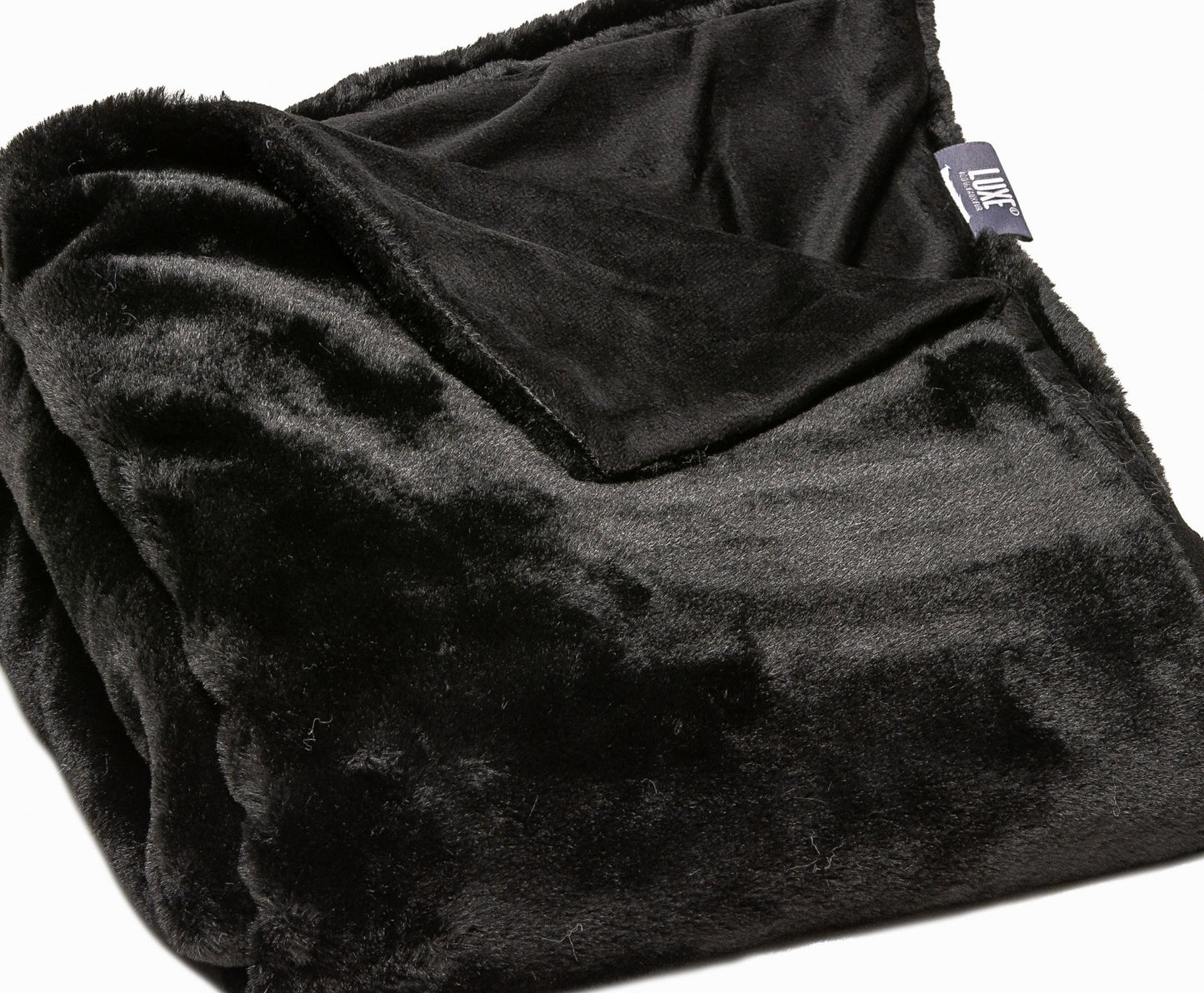 Black Faux Fur Solid Color Plush Throw