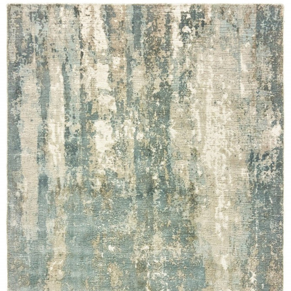 10’ X 14’ Blue And Gray Abstract Splash Indoor Area Rug