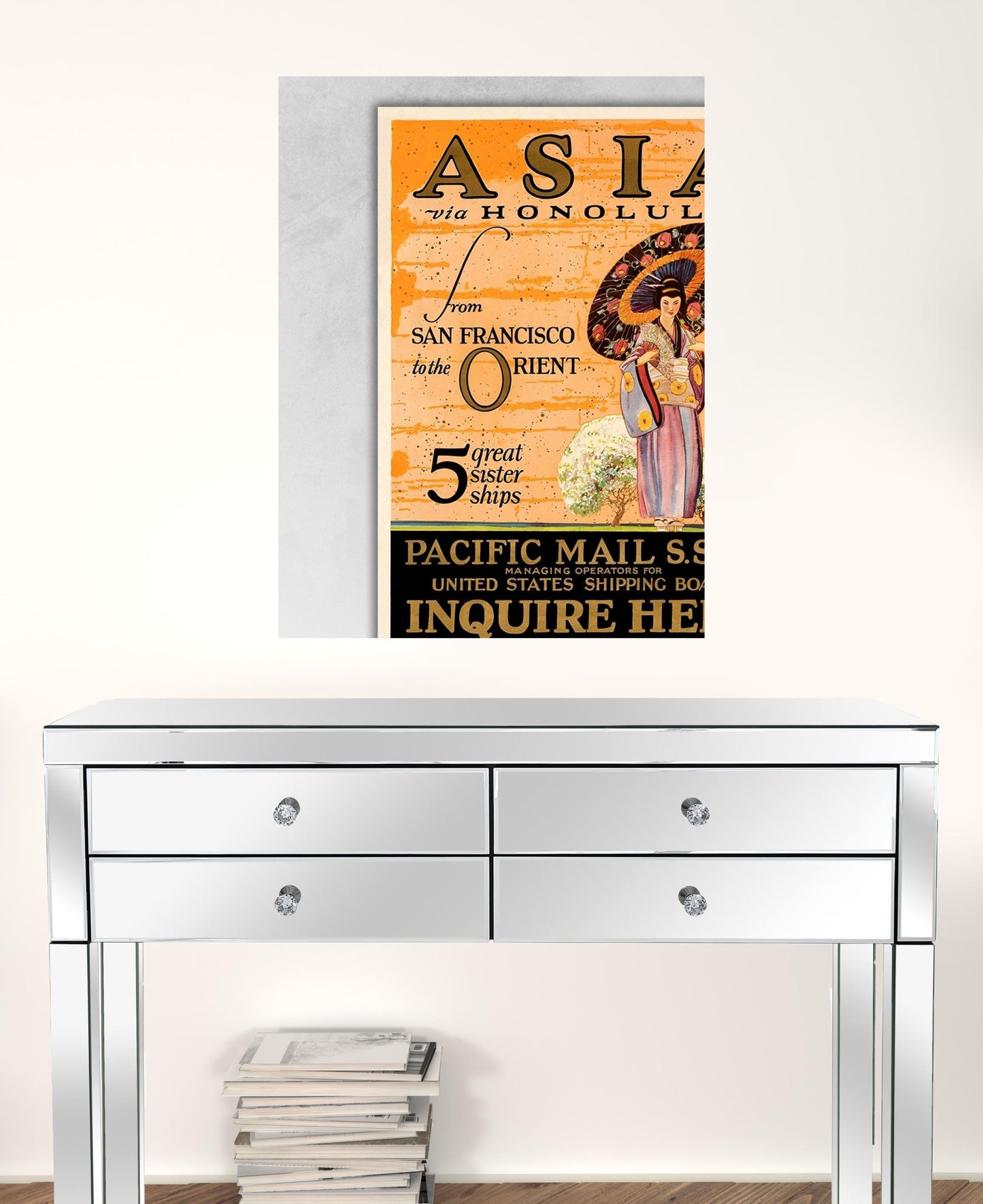 Asia Via Honolulu Vintage Travel Unframed Print Wall Art