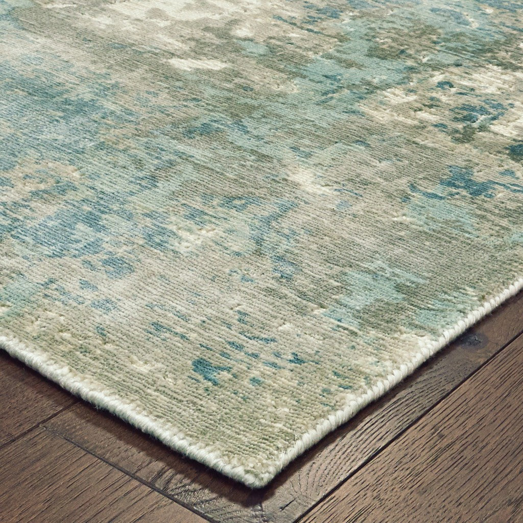 10’ X 14’ Blue And Gray Abstract Pattern Indoor Area Rug