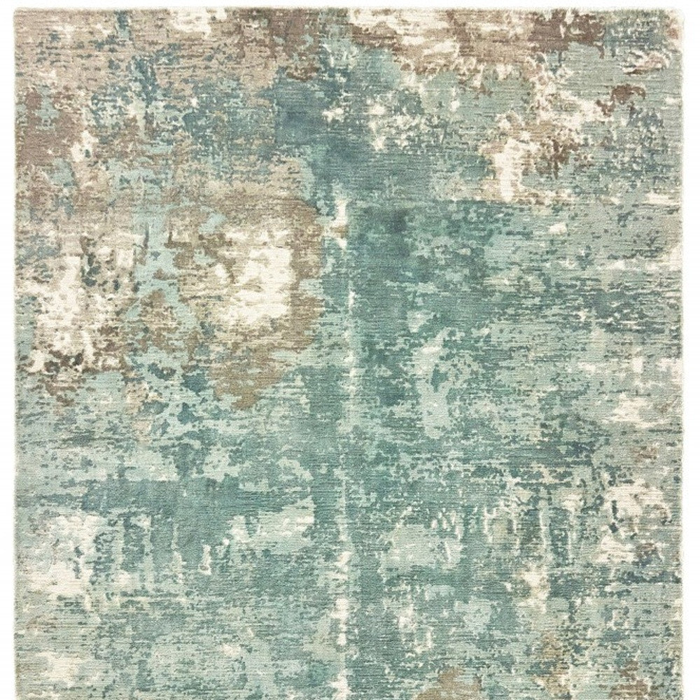 10’ X 14’ Blue And Gray Abstract Pattern Indoor Area Rug