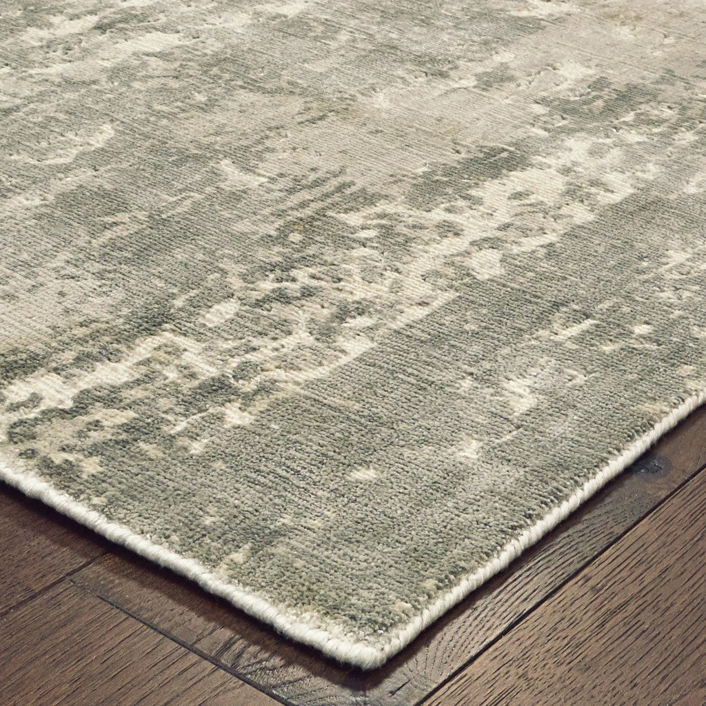 10’ X 14’ Gray And Ivory Abstract Splash Indoor Area Rug