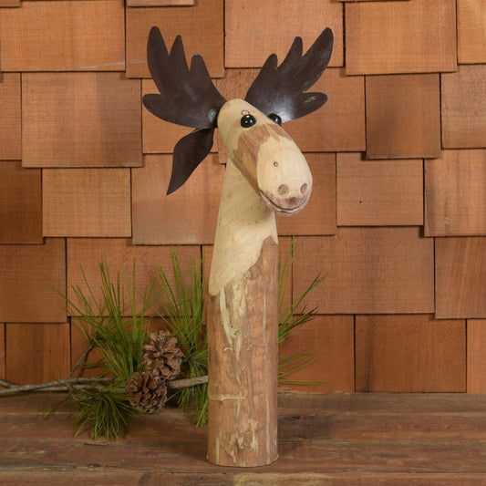 Wood And Metal Moose Sculpture