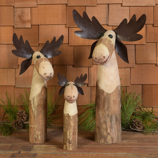 Jumbo Wood And Metal Moose Sculpture