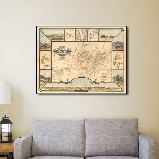 18" X 24" Map Of Tombstone Mining District Vintage Travel Poster Wall Art