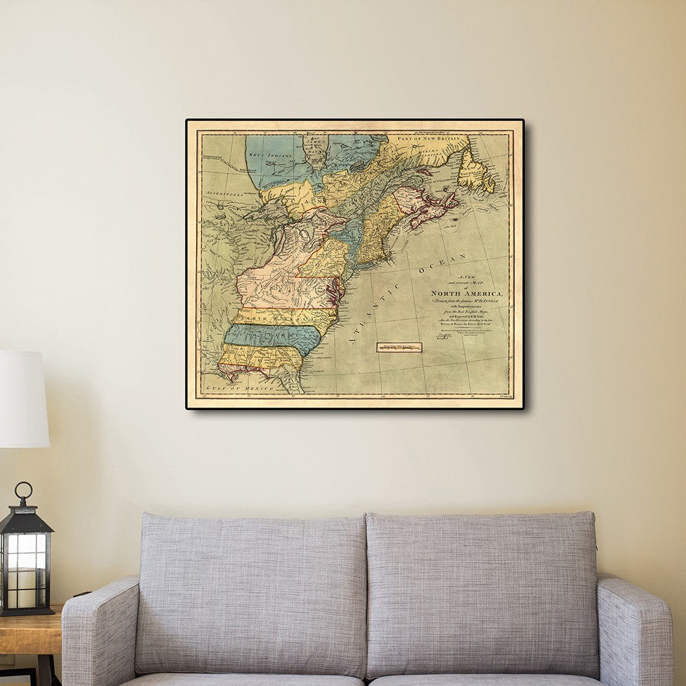 Vintage 1771 Map Of North America Unframed Print Wall Art