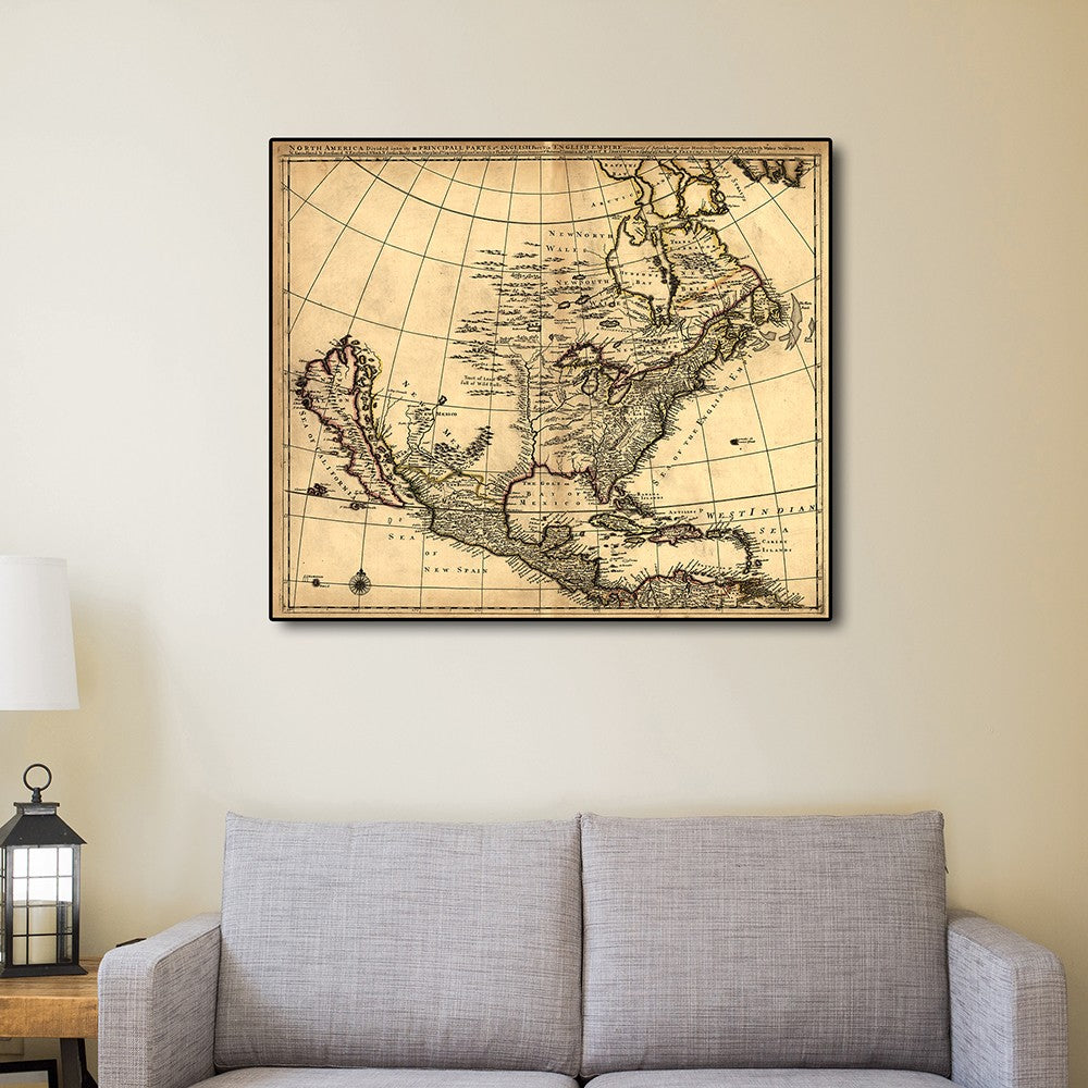 20" X 24" Map Of North America C1685 Vintage  Poster Wall Art