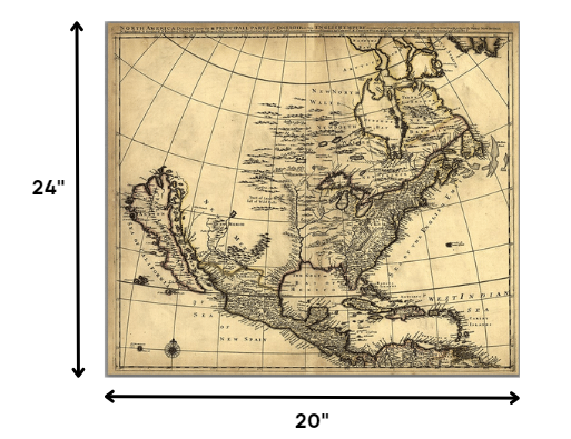 20" X 24" Map Of North America C1685 Vintage  Poster Wall Art