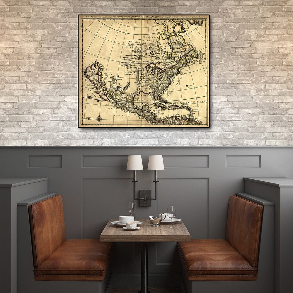 20" X 24" Map Of North America C1685 Vintage  Poster Wall Art