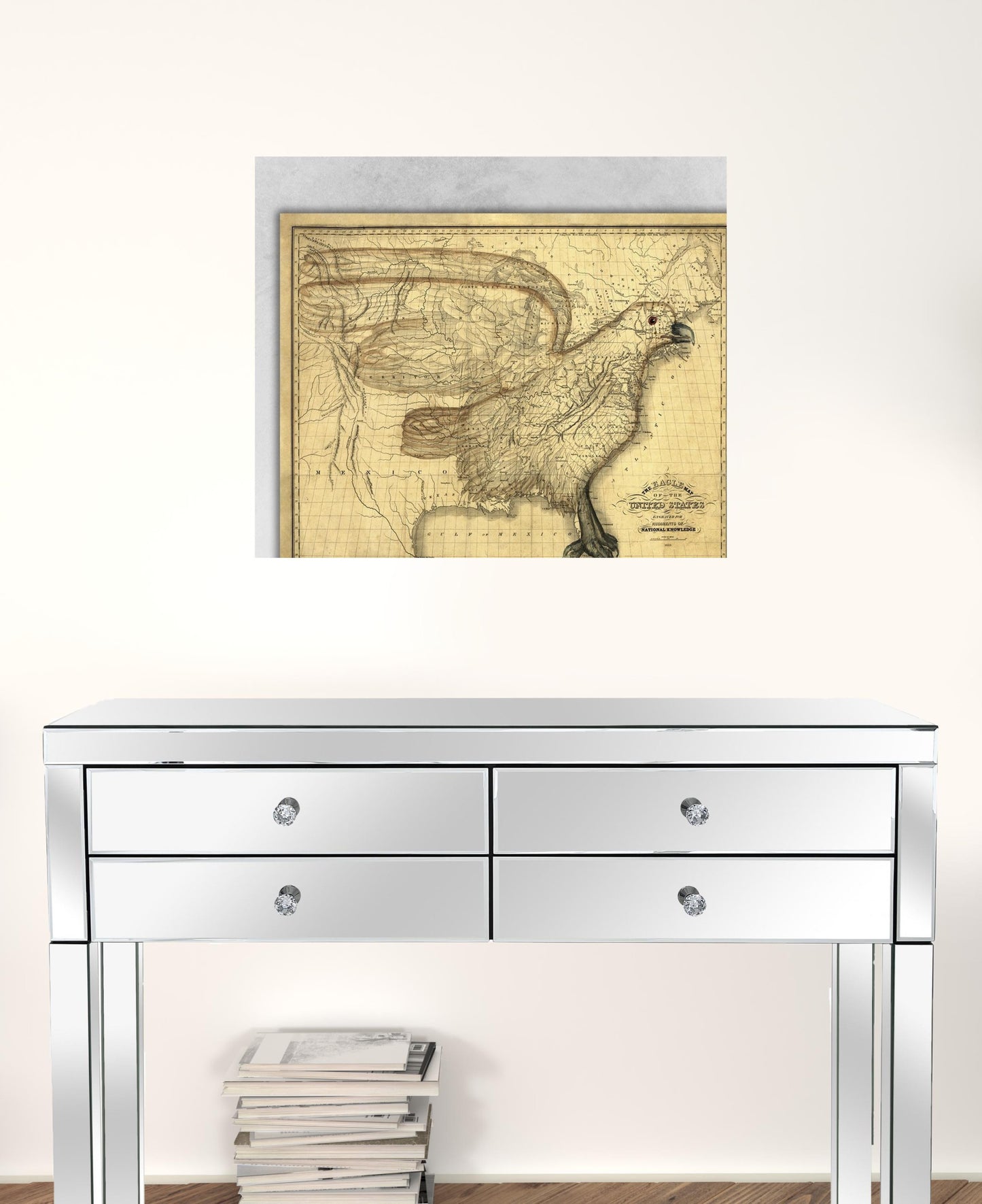 20" X 24" Eagle Map Of America C1833 Vintage  Poster Wall Art