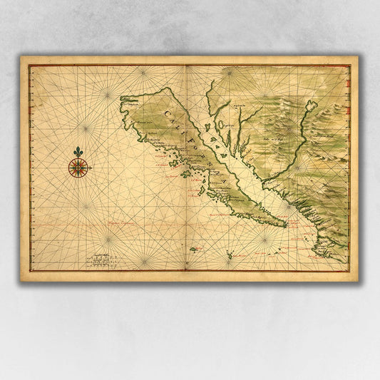 16" X 24" California As An Island C1650 Vintage Map Wall Art