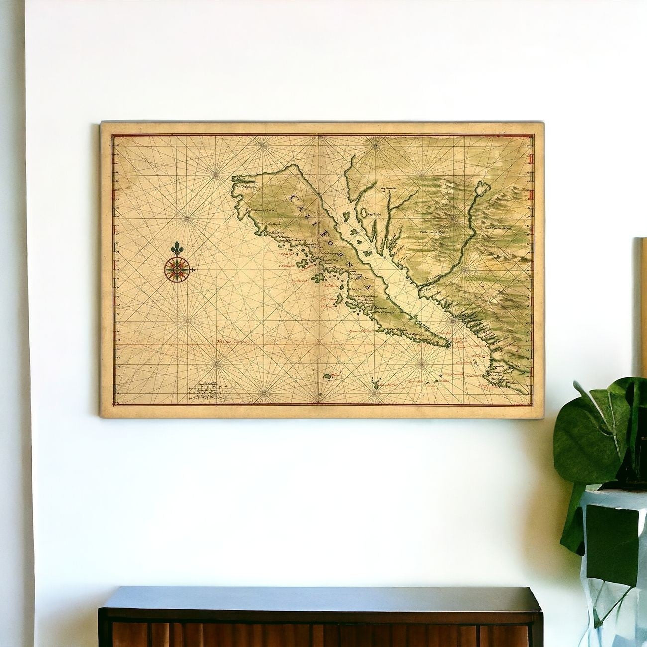 16" X 24" California As An Island C1650 Vintage Map Wall Art