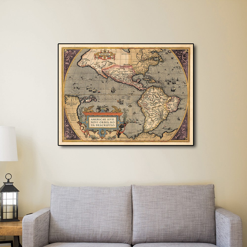 Vintage 1718 Map Of New France Unframed Print Wall Art