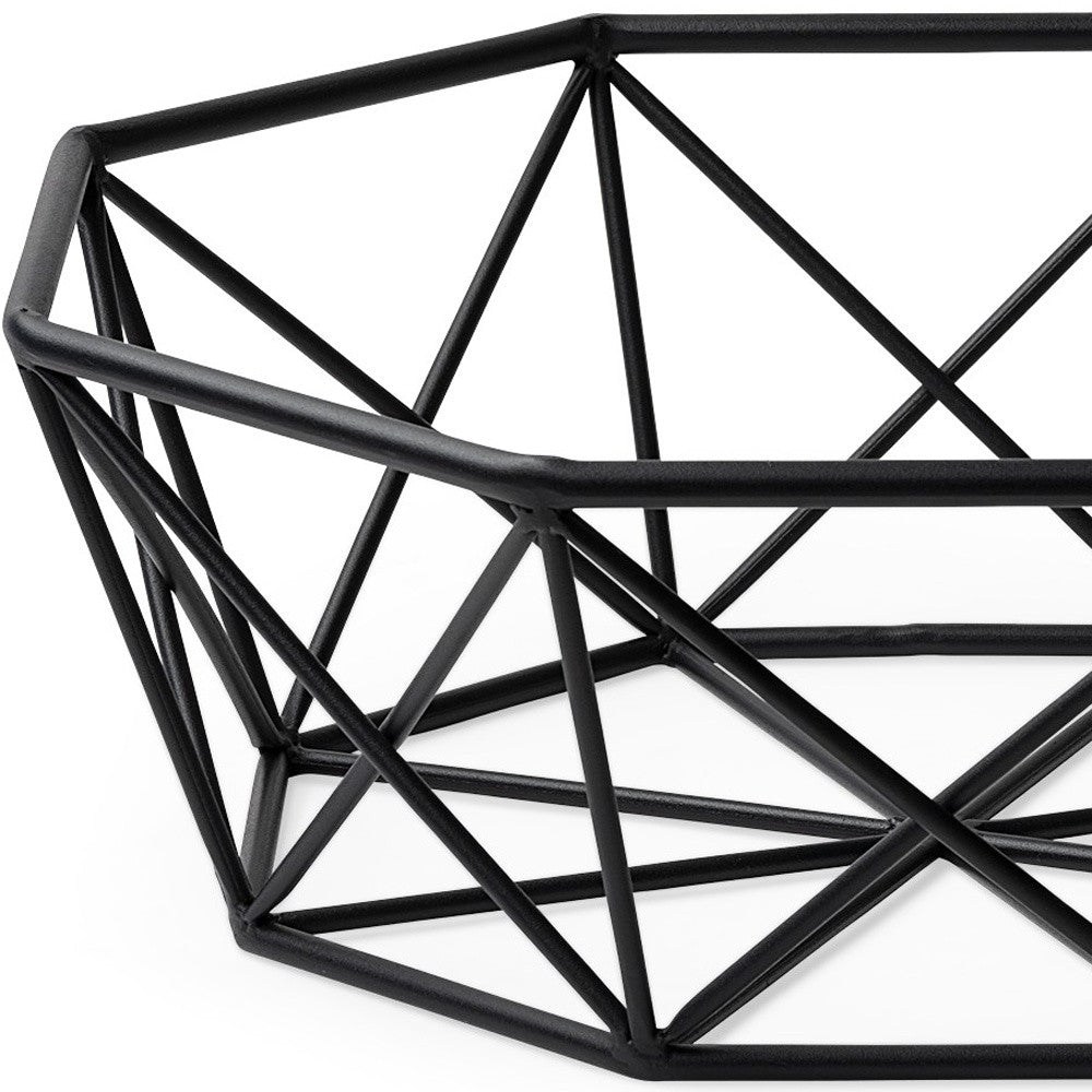 Black Geometric Metal Centerpiec Bowl