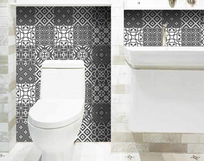 4" X 4" Gray And White Mosaic Peel And Stick Removable Tiles