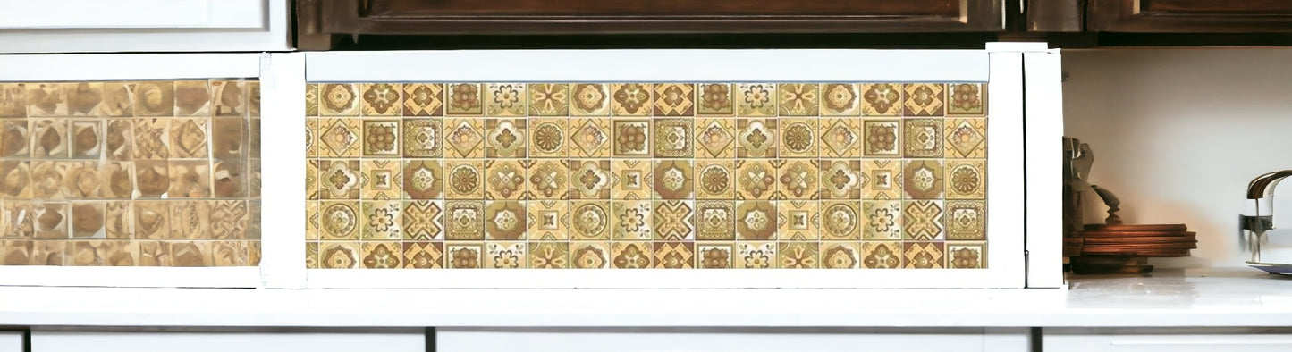 4" X 4" Vintage Beige And White Peel And Stick Removable Tiles