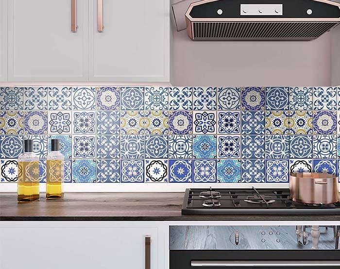 4" X 4" Blue Gray Yellow Pop Peel And Stick Removable Tiles