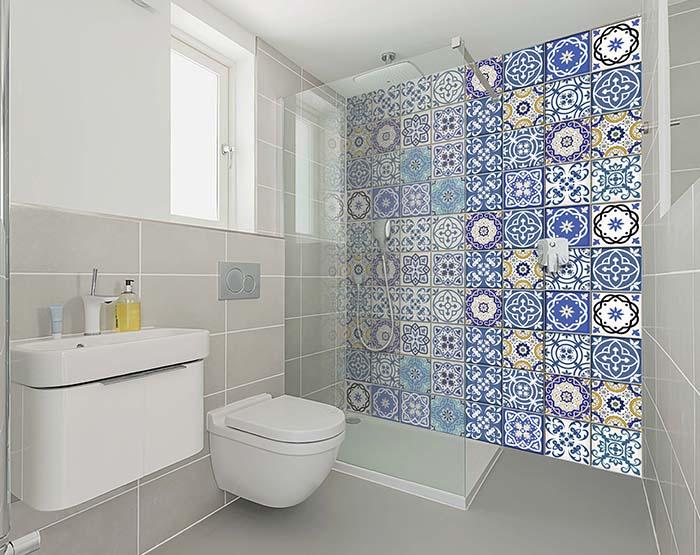 4" X 4" Blue Gray Yellow Pop Peel And Stick Removable Tiles