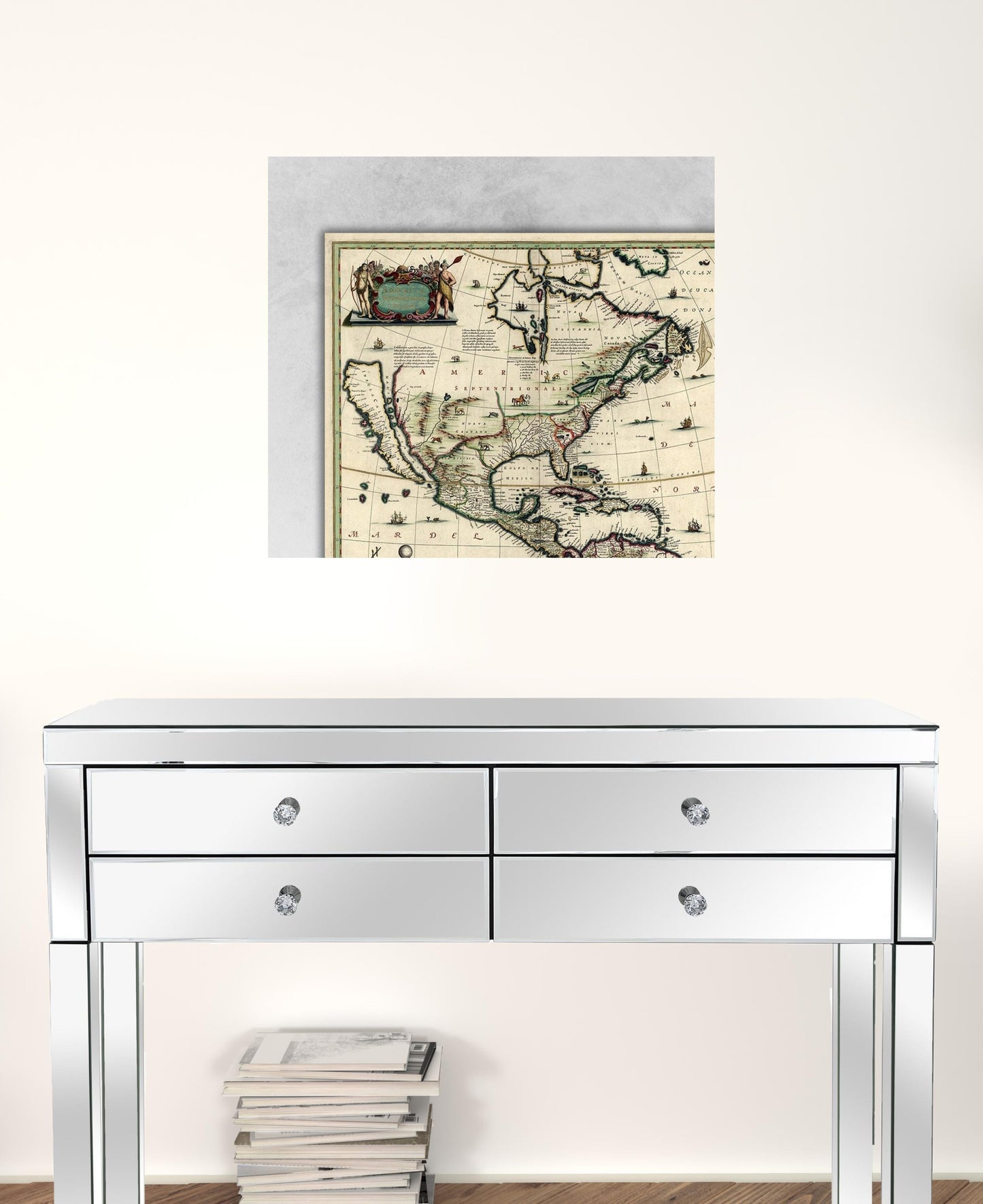 Vintage 1652 Map Of Early North America Unframed Print Wall Art