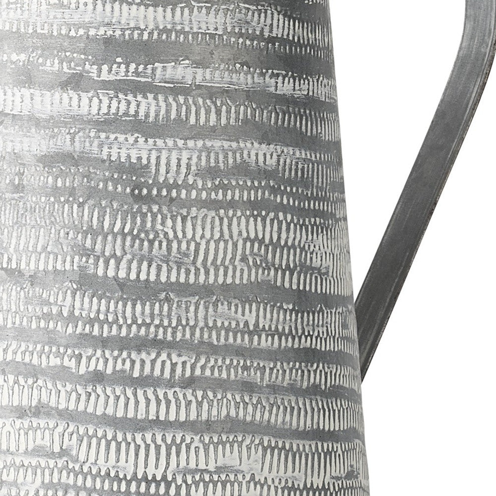 11" Metal Gray and White Cylinder Jug Vase