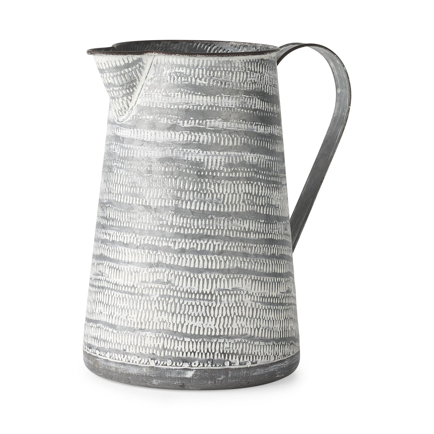 11" Metal Gray and White Cylinder Jug Vase