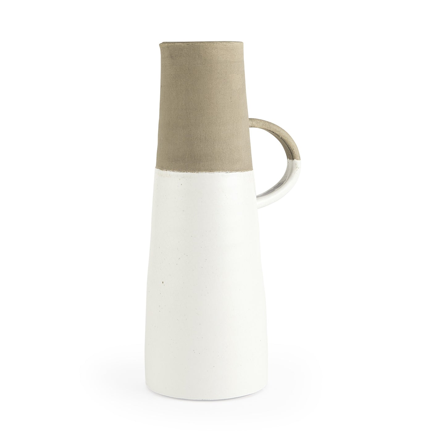 16" Rustic Organic White And Natural Decorative Jug