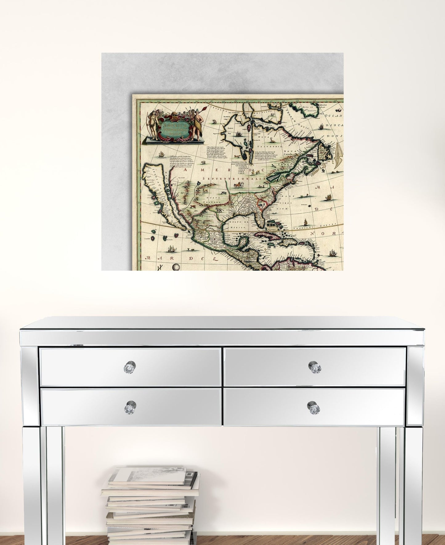 Vintage 1652 Map Of Early North America Unframed Print Wall Art