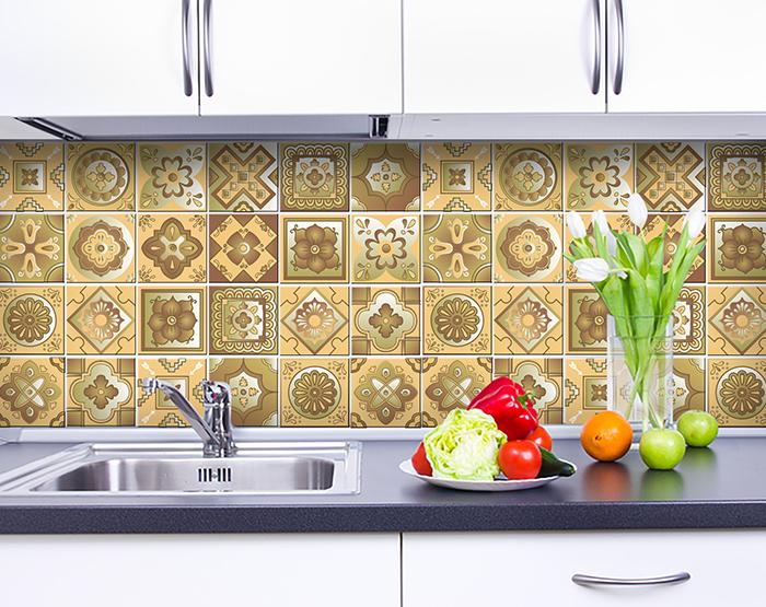 8" X 8" Vintage Beige And White Peel And Stick Removable Tiles