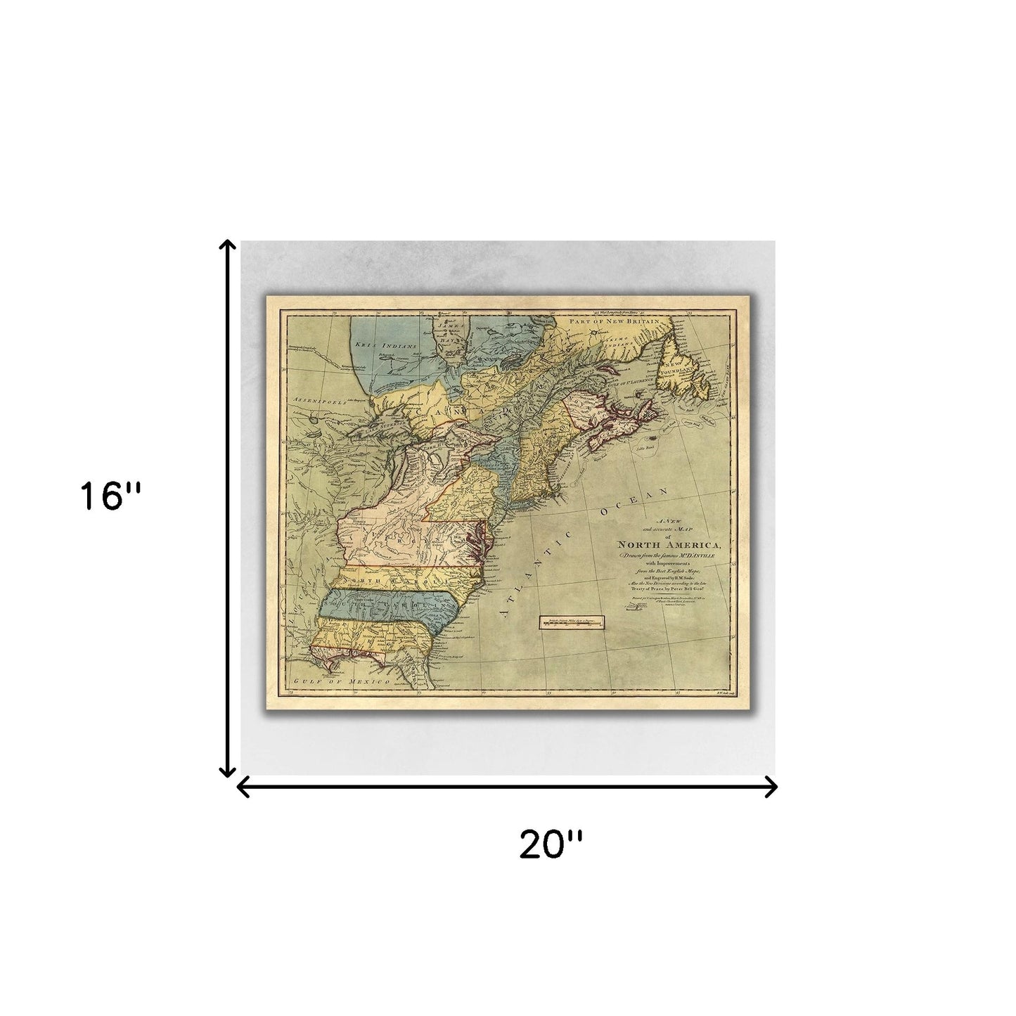 Vintage 1652 Map Of Early North America Unframed Print Wall Art