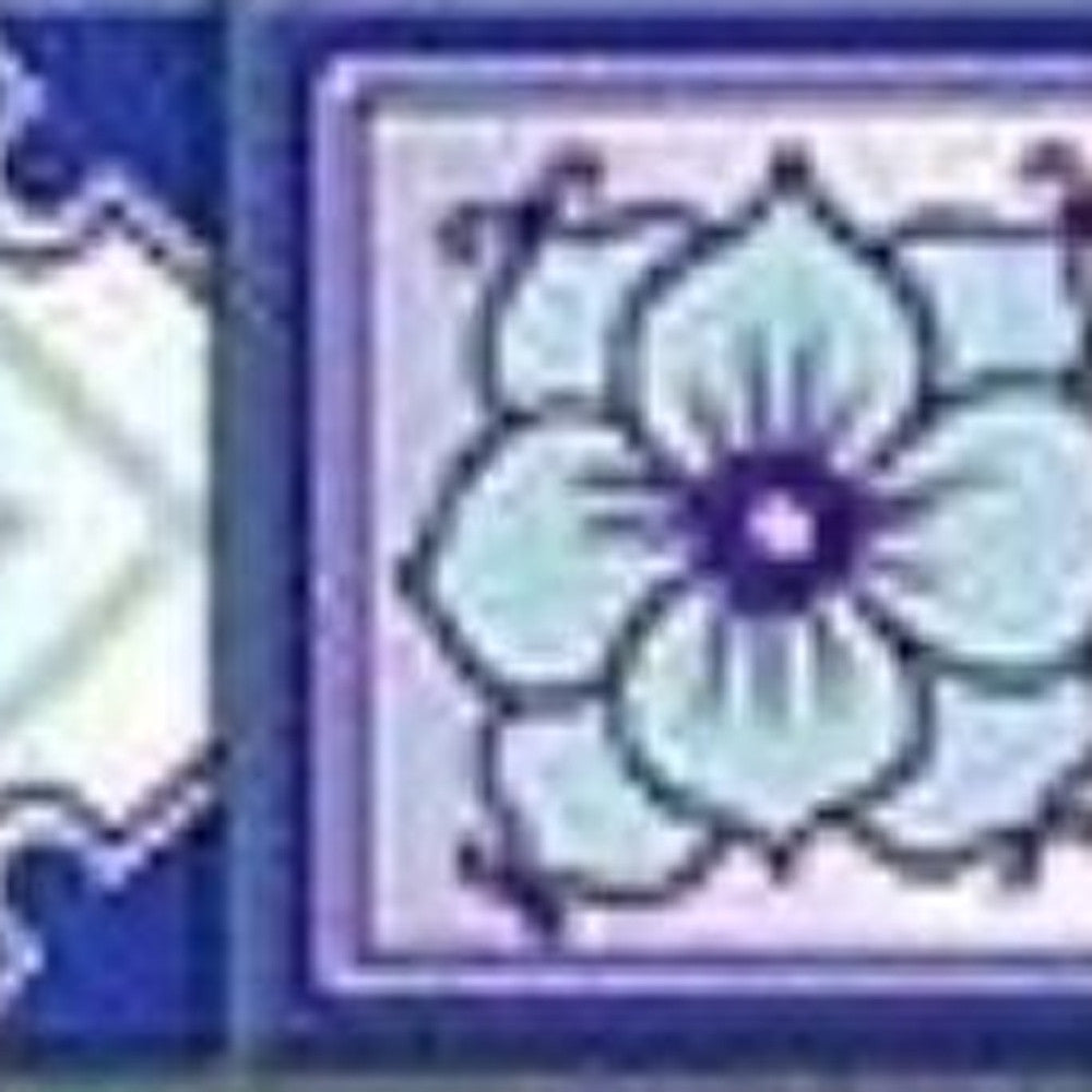 4" X 4" Vintage Turq Blue And White Peel And Stick Removable Tiles