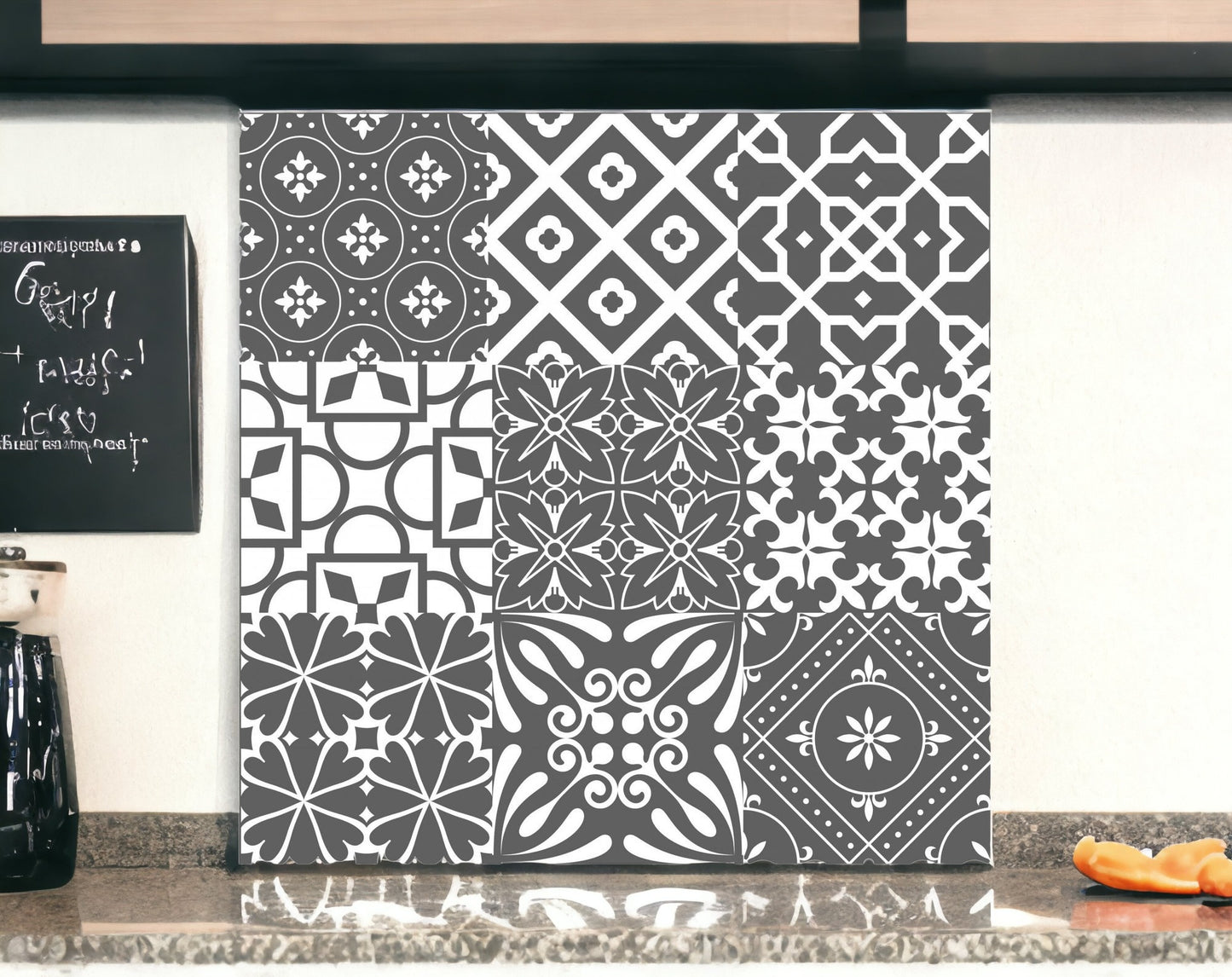 7" X 7" Gray And White Mosaic Peel And Stick Removable Tiles