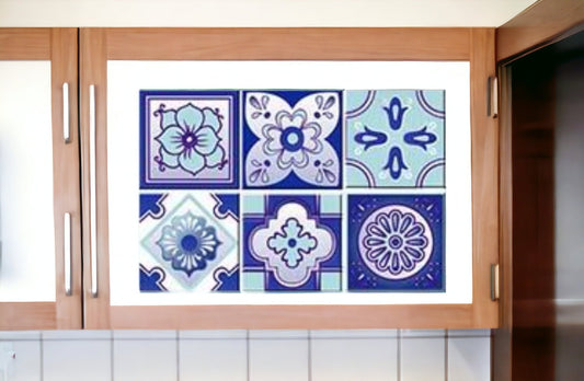 5" X 5" Vintage Turq Blue And White Peel And Stick Removable Tiles