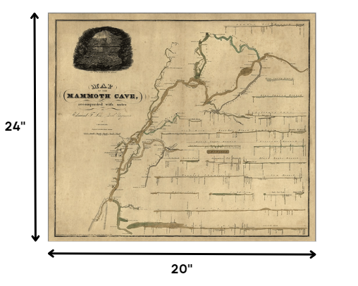 20" X 24" Map Of Kentucky Mammoth Cave Vintage Poster Wall Art