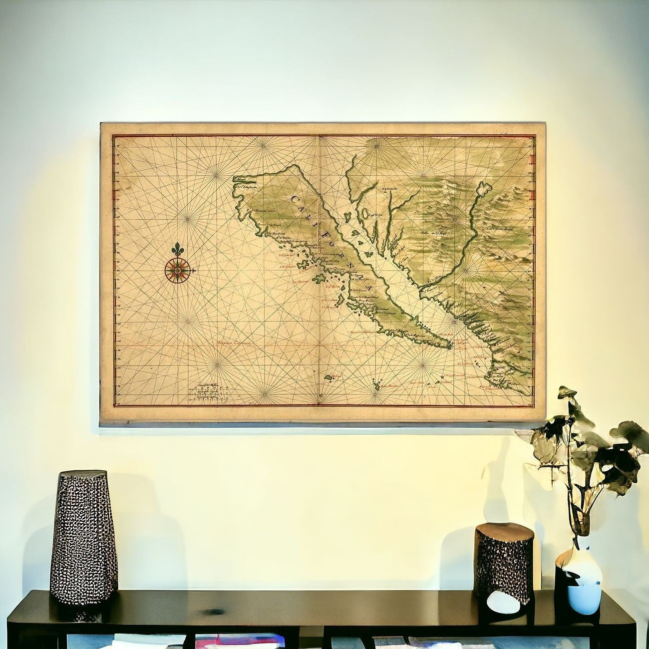 20" X 30" California As An Island C1650 Vintage Map Wall Art