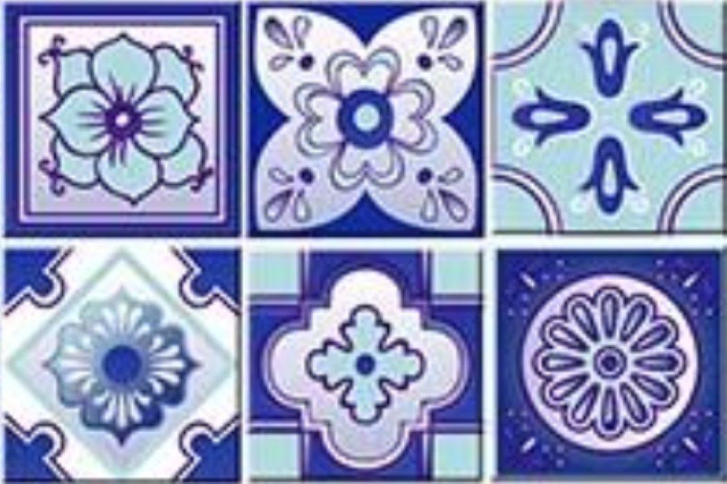 6" X 6" Vintage Turq Blue And White Peel And Stick Removable Tiles