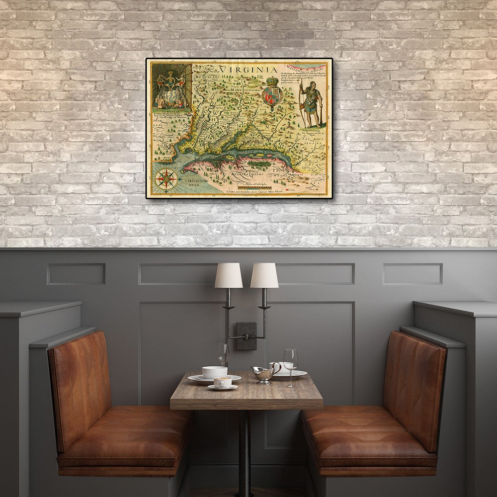 18" X 24" Map Of Virginia C1627 Vintage  Poster Wall Art