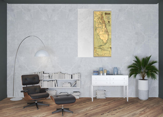 24" X 60" Map Of Jacksonville Florida Vintage Poster Wall Art