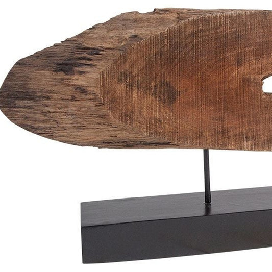 Brown Oval Shaped Wooden Sculpture