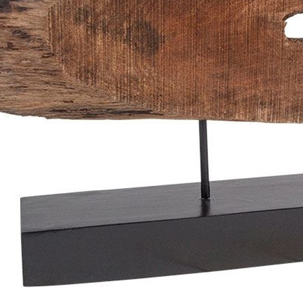 Brown Oval Shaped Wooden Sculpture